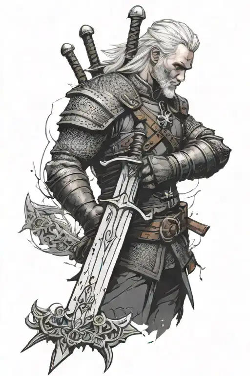 Witcher sword tattoo design idea