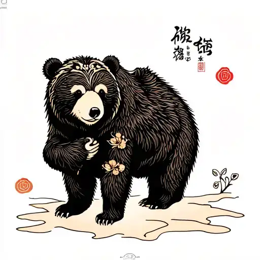 Mama Bear and cub playing tattoo design idea