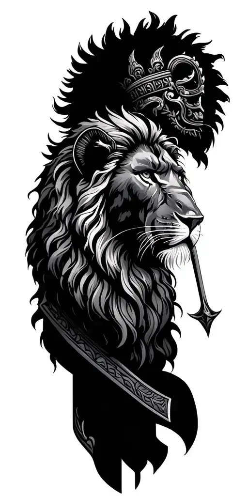 lions and roman warrior tattoo design idea