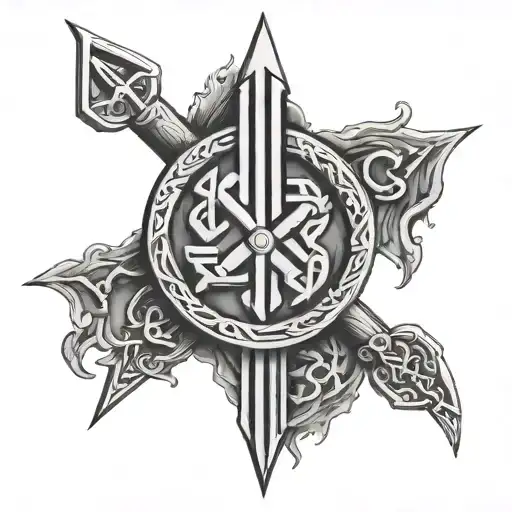 Viking runes and perfect details, design around the tattoo, represents life and fighting spirit, arm tattoo tattoo design idea