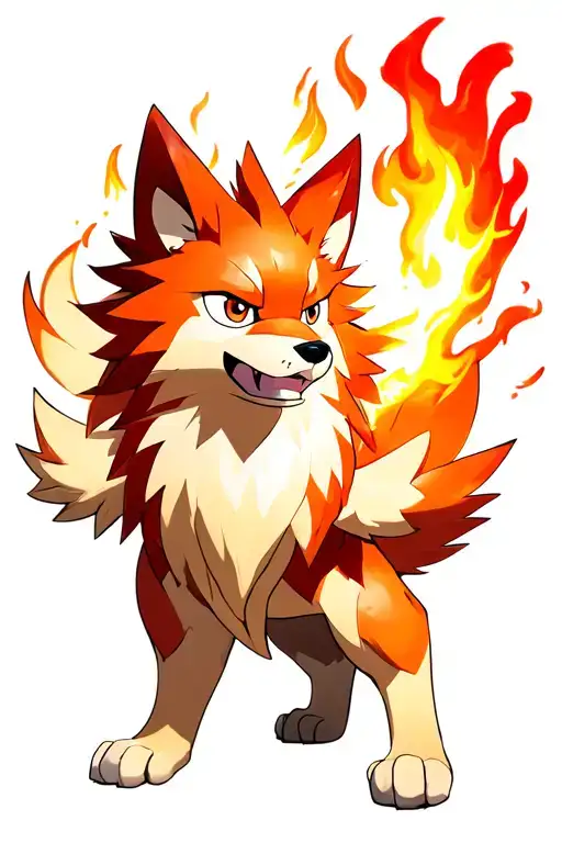 The Pokemon Arcanine using the move flamethrower tattoo design idea
