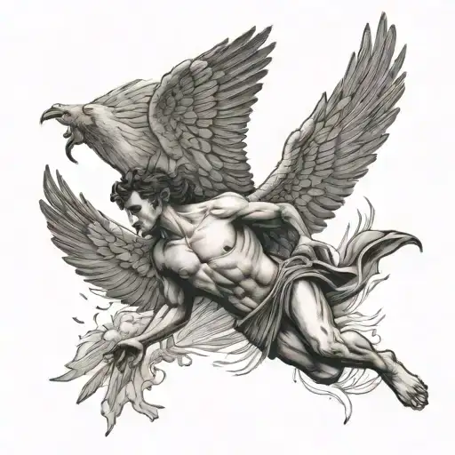 icarus falling tattoo design idea