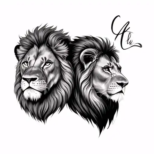 Father And Son Lion tattoo design idea