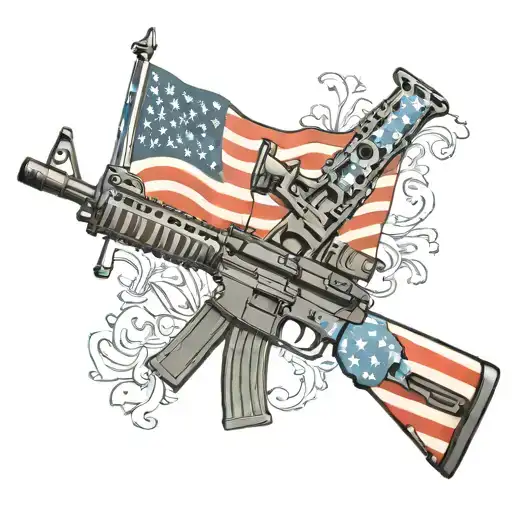 American flag and ar-15 rifle tattoo design idea