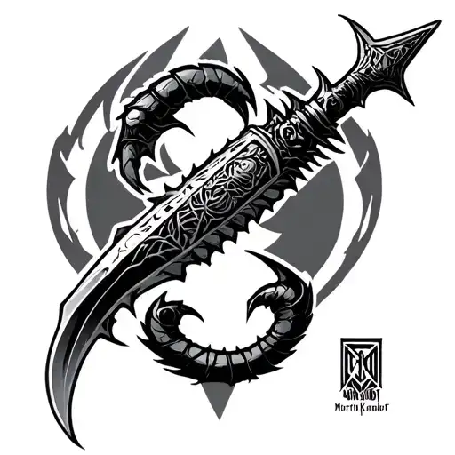 Mortal Kombat Scorpion's Kunai stylized blackwork tattoo tattoo design idea