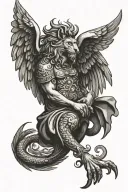 angel wing, saint christopher, playing card, phoenix, dragon and lion tattoo design idea
