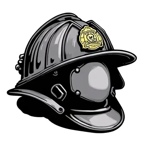 small memorial firefighter helmet with military tag tattoo design idea