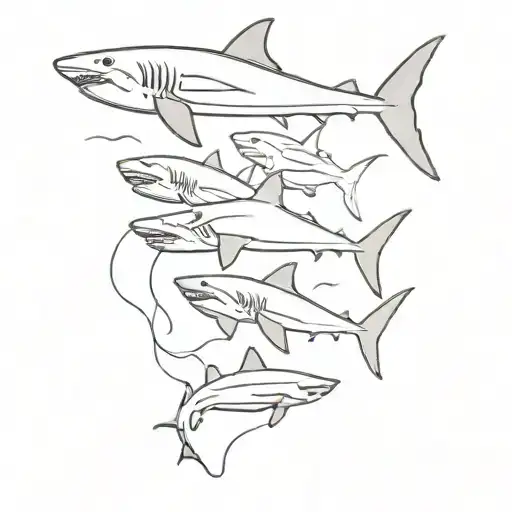 Sharks swimming tattoo design idea