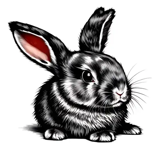 woodcut style holland lop bunny tattoo design idea