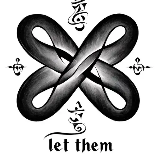sanskrit breathe symbol combined with let them words and infinity symbol tattoo design idea