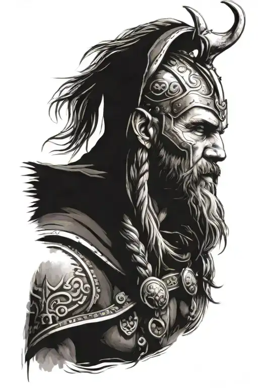 mysterious hooded viking tattoo design idea