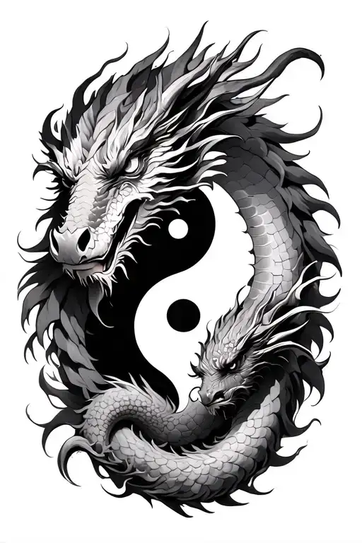 Dragon and aries with yin and yang full back tattoo tattoo design idea