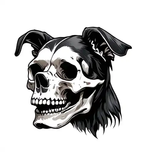 Canine skull face tattoo design idea