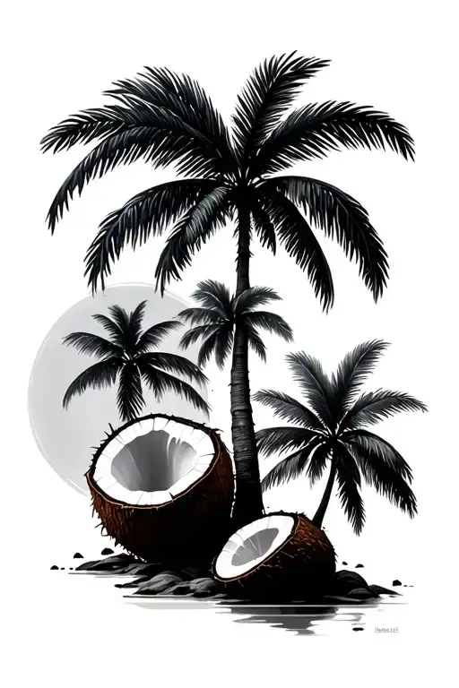 coconut trees tattoo design idea