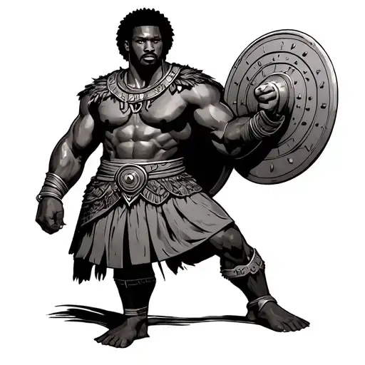 African American gladiator standing triumphantly tattoo design idea
