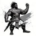 African American gladiator standing triumphantly tattoo design idea
