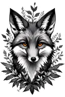forest fox surrounded tattoo design idea