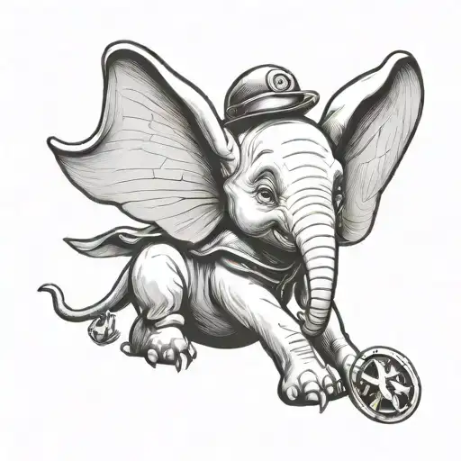 outline of dumbo tattoo design idea