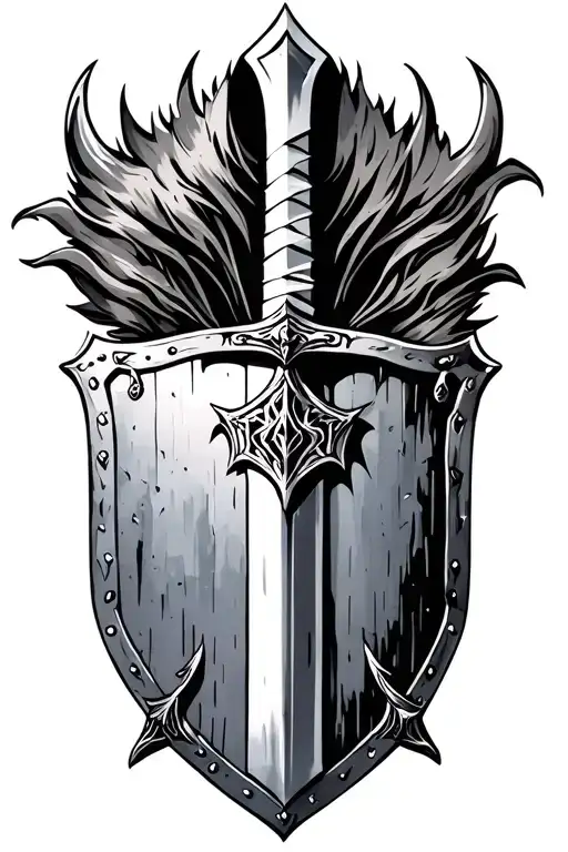 Dark Fantasy sword and shield knight  tattoo design idea