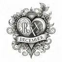 December 19, 2022 in Roman numerals with a heart. but classic tattoo design idea