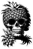 pineapple skull warring sunglasses tattoo design idea