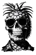 pineapple skull warring sunglasses tattoo design idea