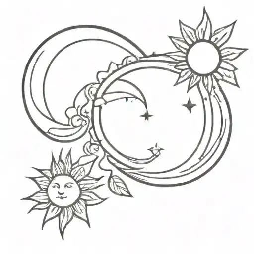 minimalist sun moon tattoo design idea