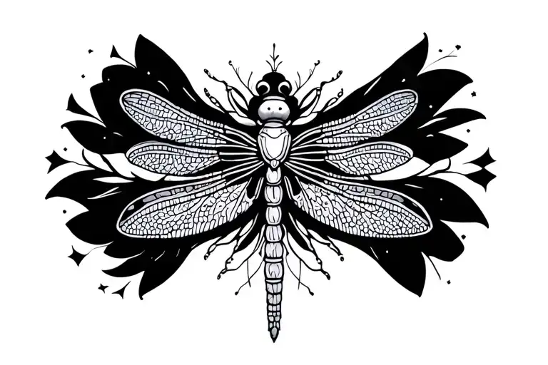dragonfly celestial mandala design incorporating elements tattoo design idea