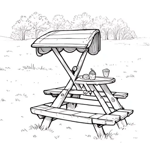 picnic table ice cream tattoo design idea