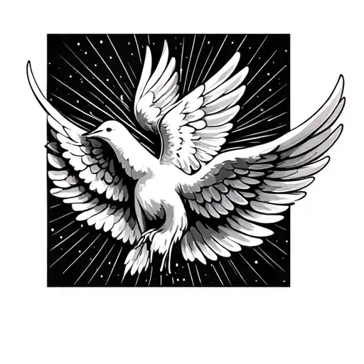 dove and angel wings tattoo design idea