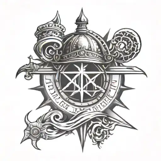 kraken compass crown of knives tattoo design idea