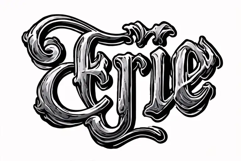 erie water letters with wave style markings on old english style lettering alpha bet display and numbers 1 - 10 tattoo design idea