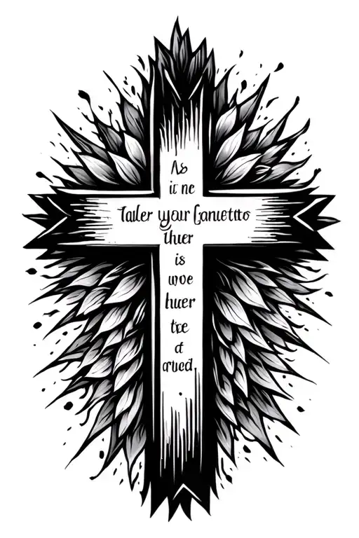 minimalist cross tattoo with bible verse proverbs 3:5 tattoo design idea