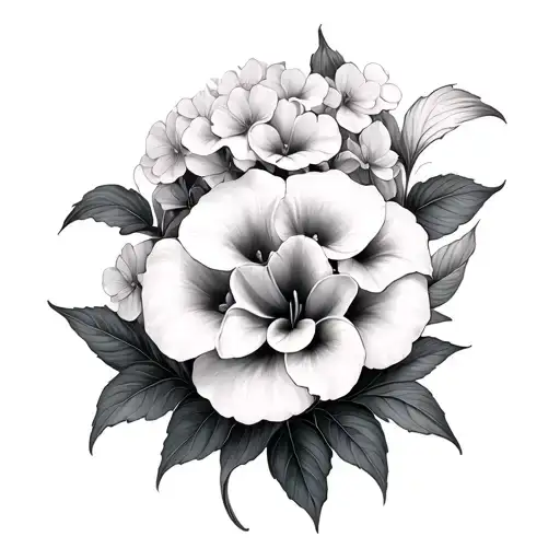 hydrangea and calla lily tattoo design idea