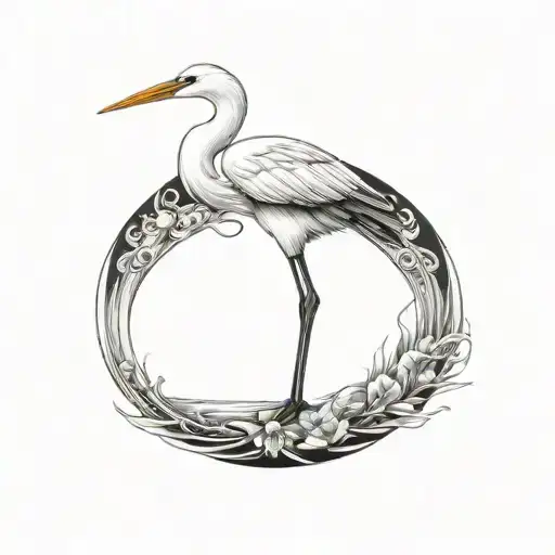 cover up egret tattoo design idea