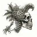 animal skeleton with smoke effect tattoo design idea
