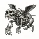 animal skeleton with smoke effect tattoo design idea