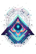 neon circuitry, futuristic geometry, space background  tattoo design idea