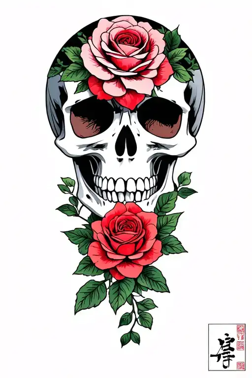 Skull And Roses tattoo design idea