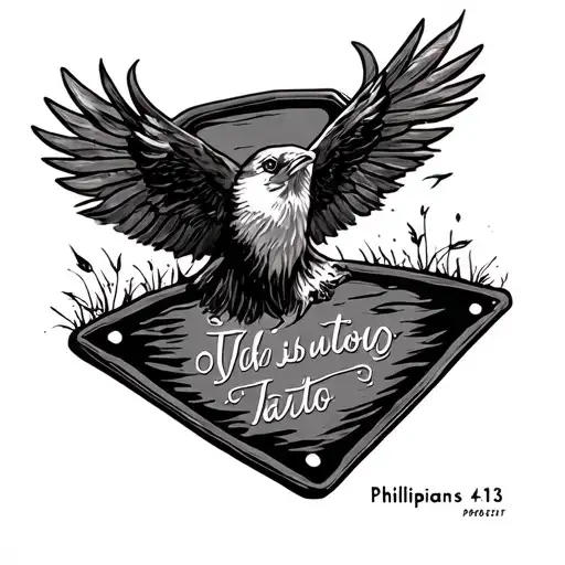 home plate with Philippians 4:13 tattoo design idea