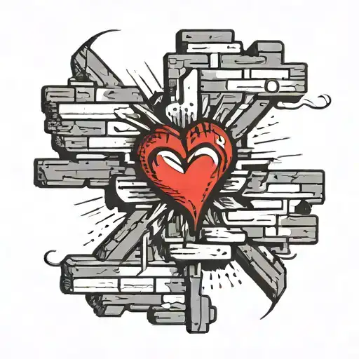 heart made of brick tattoo design idea