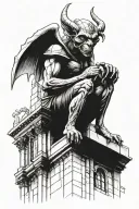 gargoyle perched on cathedral scene tattoo design idea