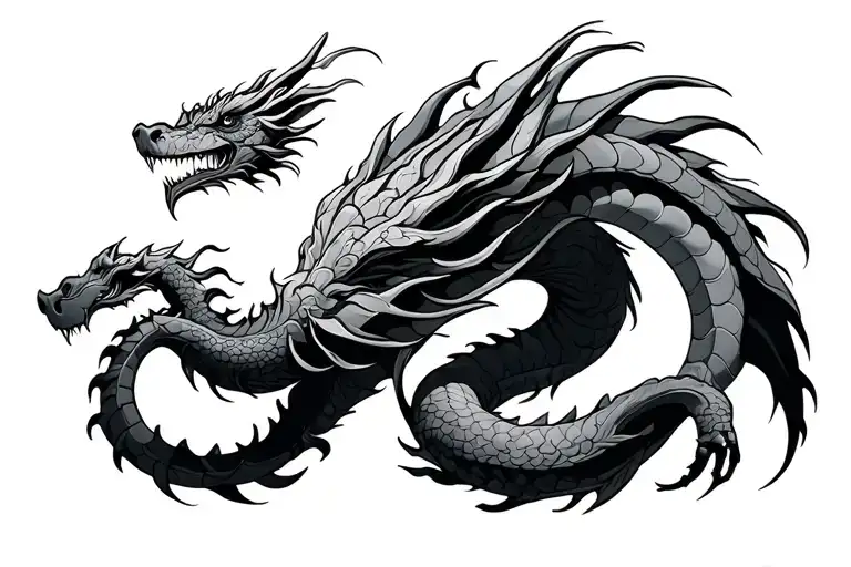 Western dragon coils tattoo design idea
