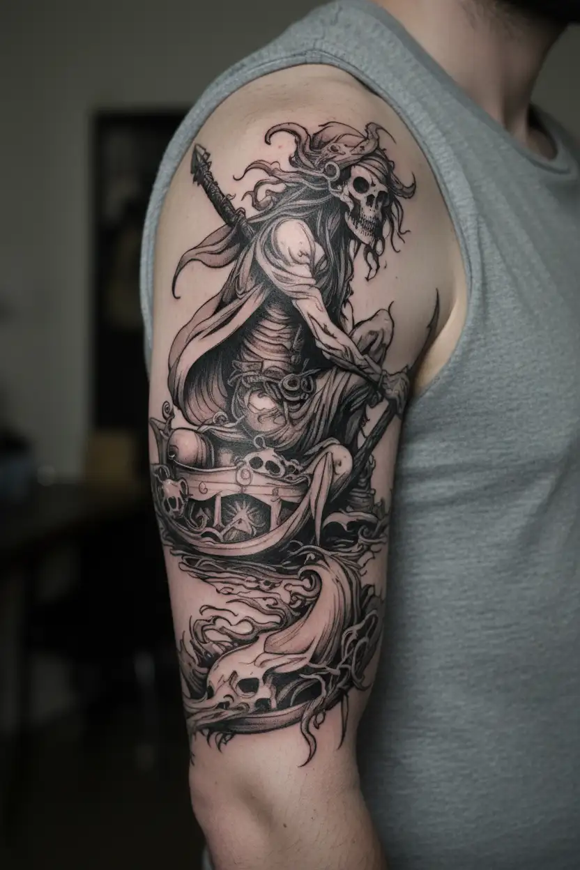 charon boatman tattoo design idea