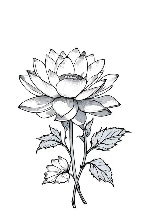 lotus flower small, daisy flower small with stem, and rose small with vines tattoo design idea