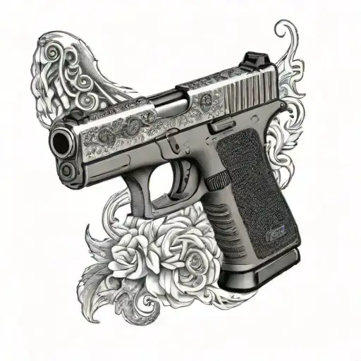glock with bandana around the handle against all odds 219 tattoo design idea