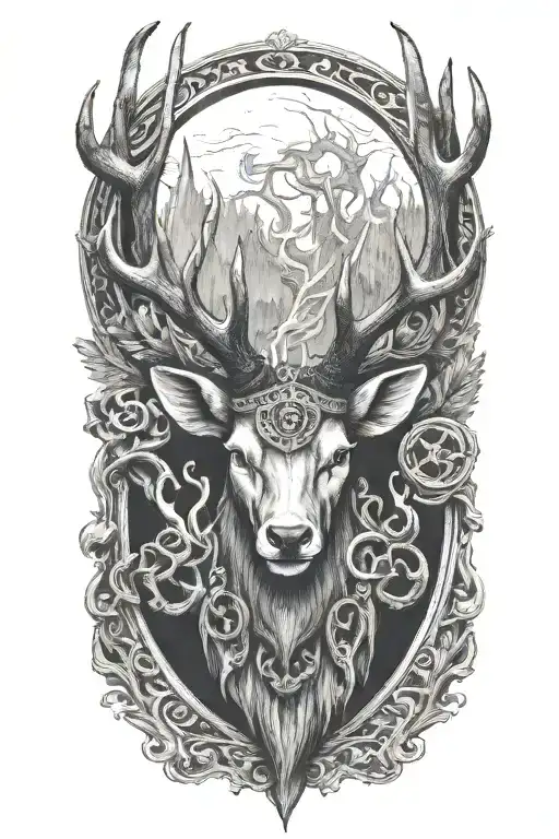 Rings on base of antlers tattoo design idea
