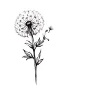 minion holdin small dandelion flower tattoo design idea