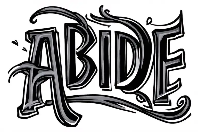 abide in small simple lettering style tattoo design idea