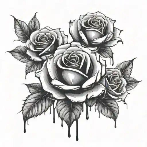 roses paint drip set tattoo design idea